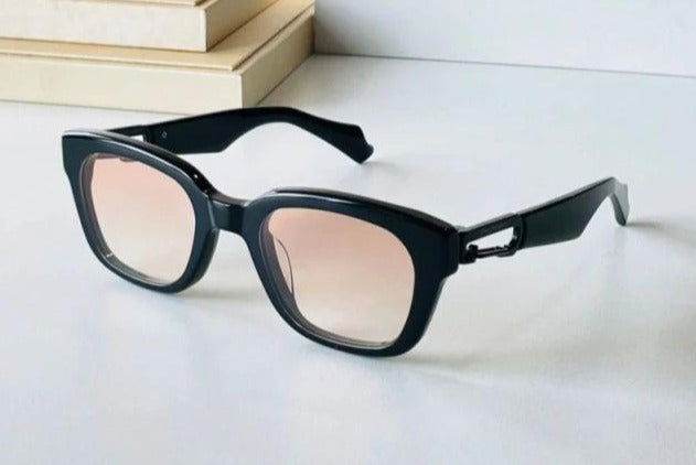 Sunglass Lover trendy rectangle sunglasses online India black acetate frames with pink gradient lenses
