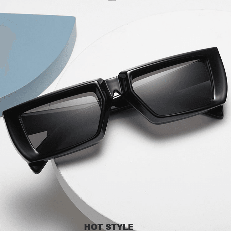 Sunglass Lover Hip Hop Rectangle Sunglasses Black - Sunglass Lover