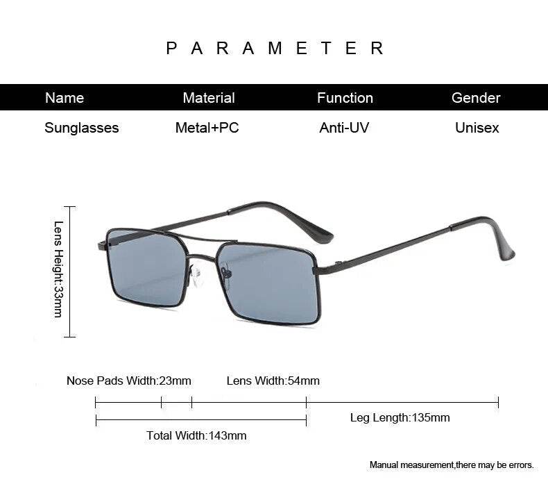 Sunglass Lover rectangular metal sunglasses with blue gray lenses and measurements classic women's sunglasses online