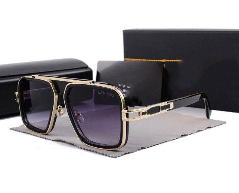Sunglass Lover trendy pilot sunglasses with UV protection black gold oversized gradient lenses