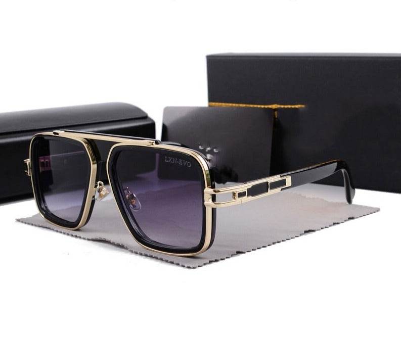 Sunglass Lover trendy pilot sunglasses with UV protection black gold frame gradient lenses and case