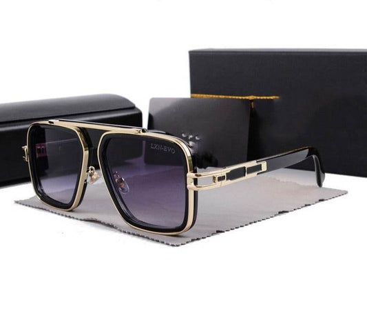 Sunglass Lover trendy pilot sunglasses with UV protection black gold frame gradient lenses and case