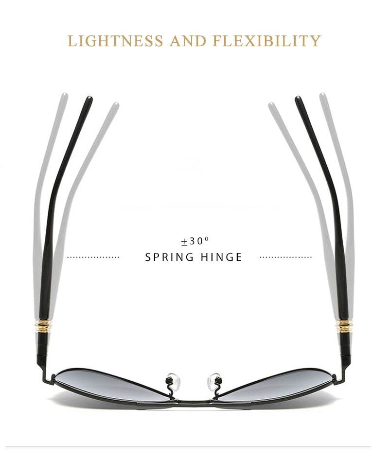 Sunglass Lover pilot polarized sunglasses for men showing lightweight flexible temples with 30 degree spring hinge