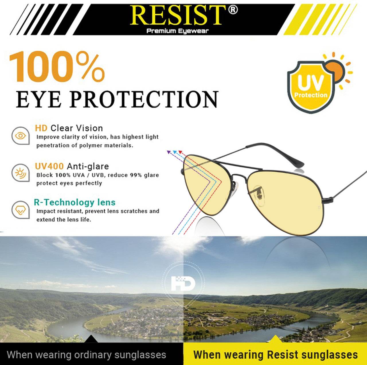 Pilot Yellow Candy Day Night Sunglasses - Sunglass Lover