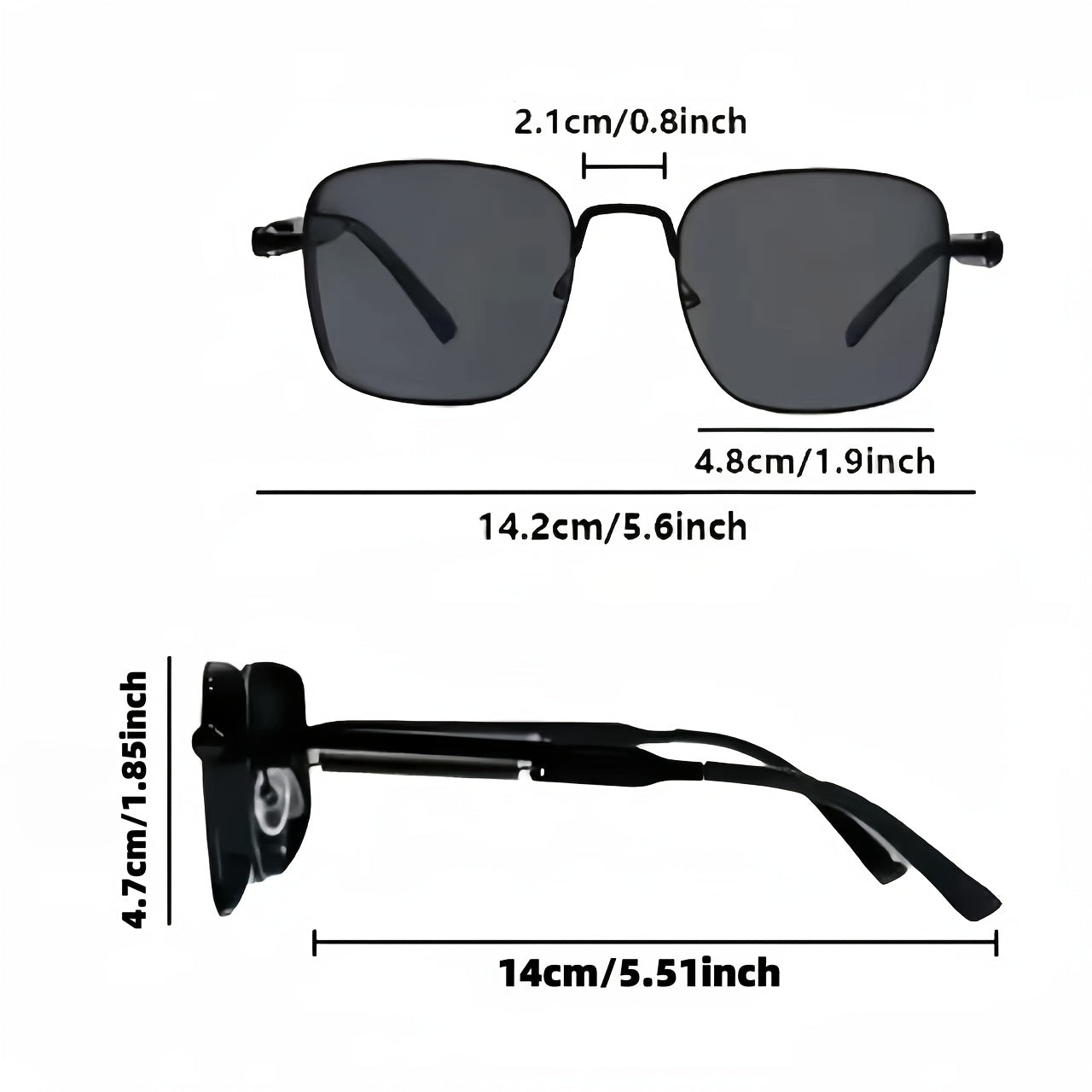 Spring-Leg Square Metal Fashion Sunglasses | Korean Style Shades