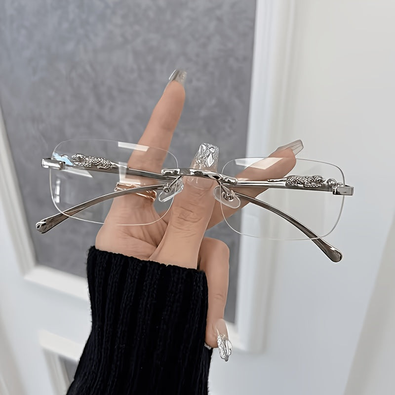 Fashion Rimless Rectangular Clear Lens Glasses | Minimalist Eyewear