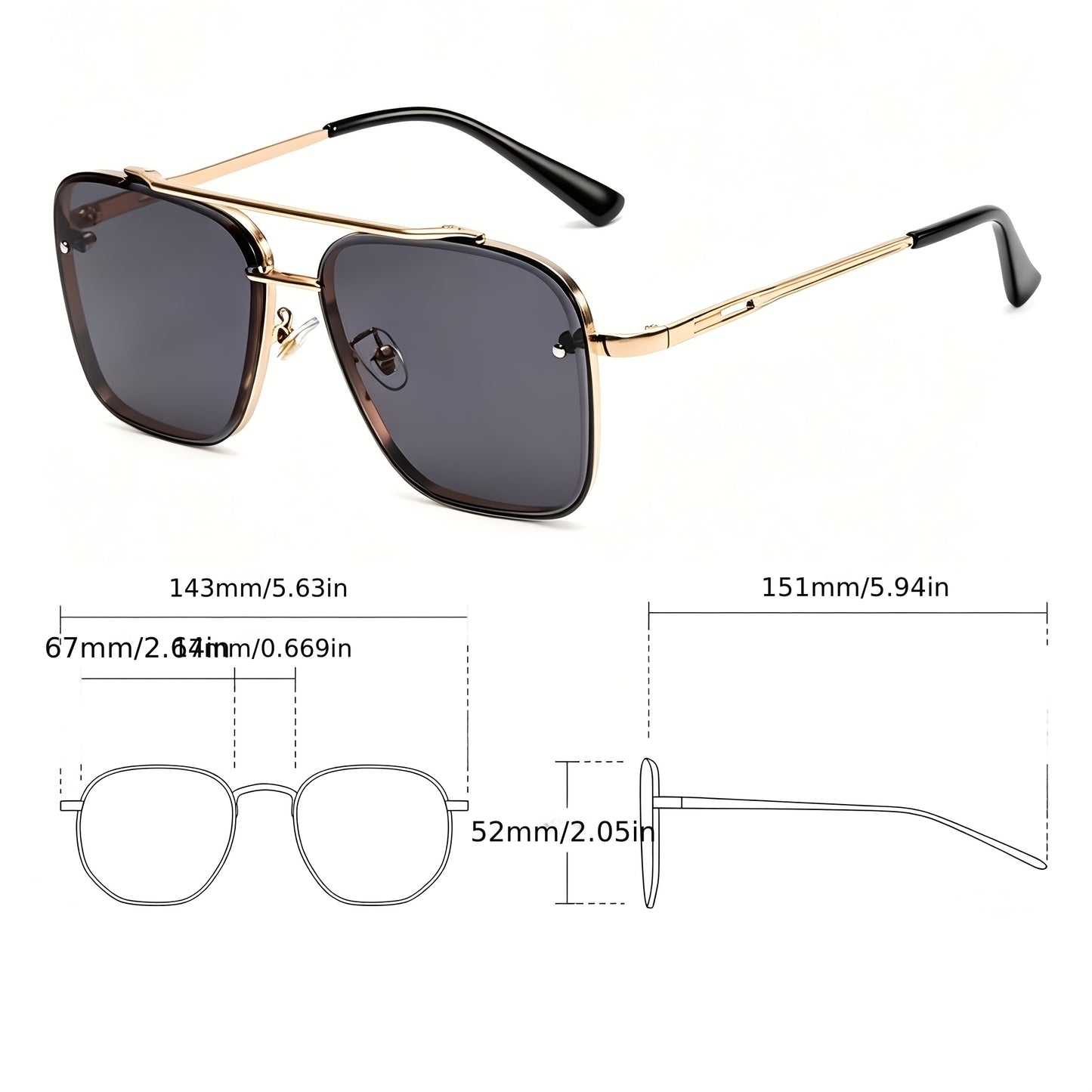 Unisex Fashion Party Sunglasses | Polycarbonate Lens | Stainless Steel Golden Hinges | Stage Performance Eyewear