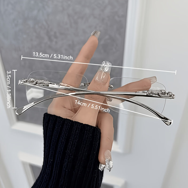 Fashion Rimless Rectangular Clear Lens Glasses | Minimalist Eyewear