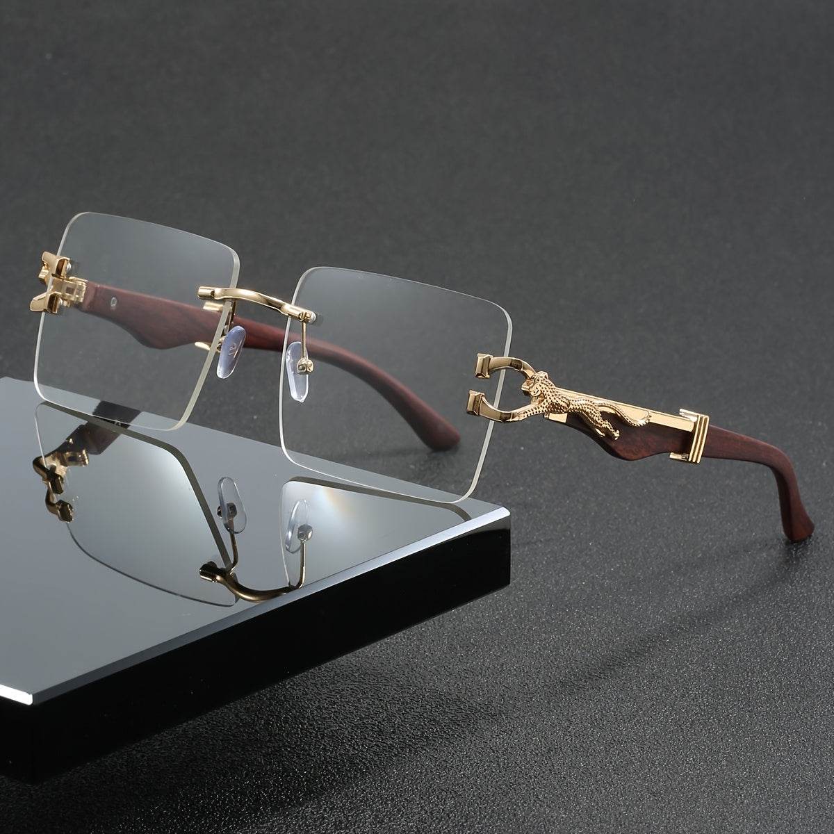 Men’s Retro Square Rimless Blue Light Blocking Glasses - Sunglass Lover