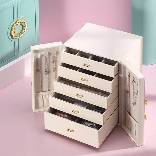 Convenient LuxuryJewellery Box with 5 Levels Large Jewellery Case with Drawer and Watch - Sunglass Lover