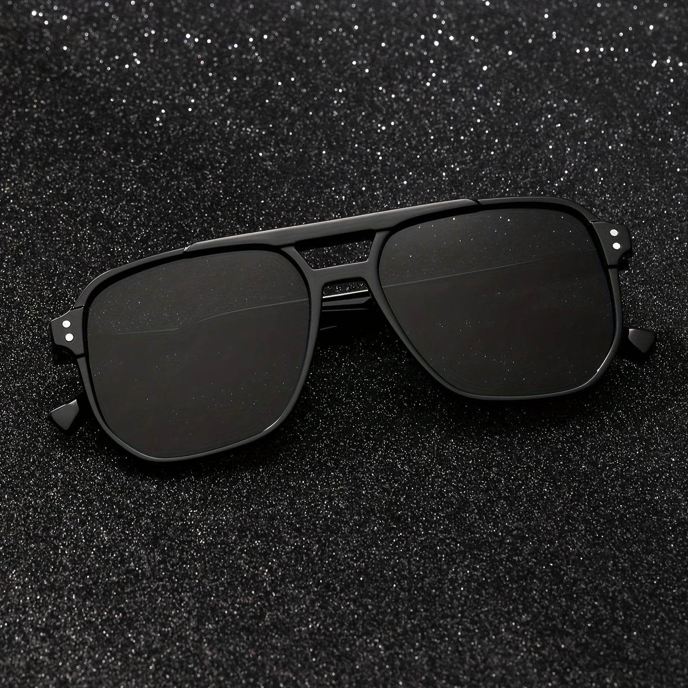 Black Classic Double-Rim Rectangular Fashion Glasses - Sunglass Lover