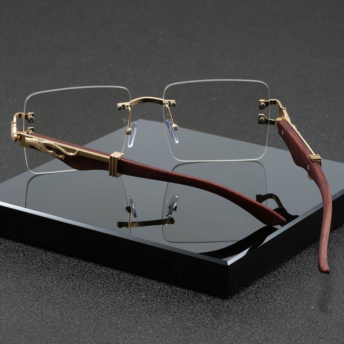 Men’s Retro Square Rimless Blue Light Blocking Glasses - Sunglass Lover