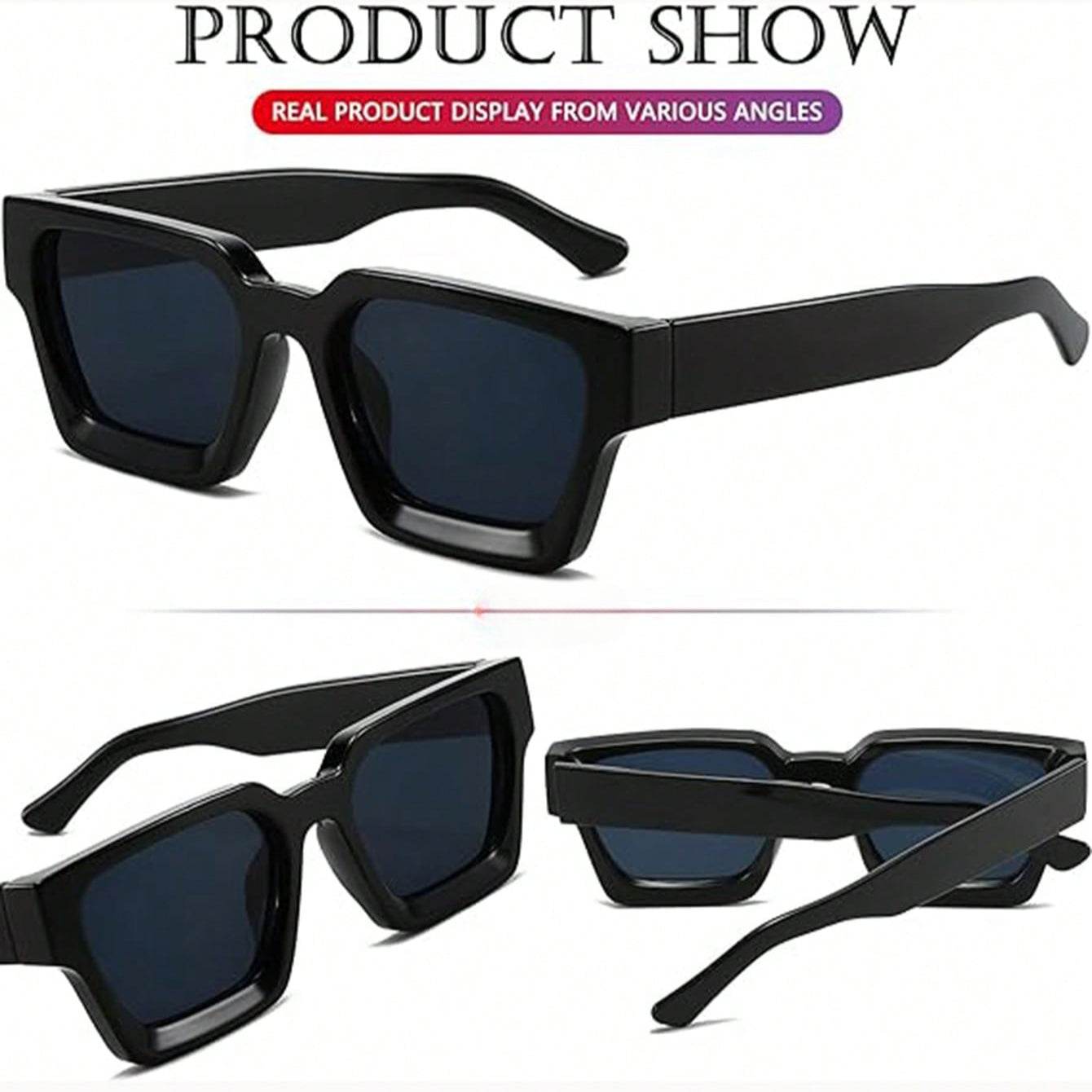 Men's Retro Black Square Fashion Glasses - Sunglass Lover