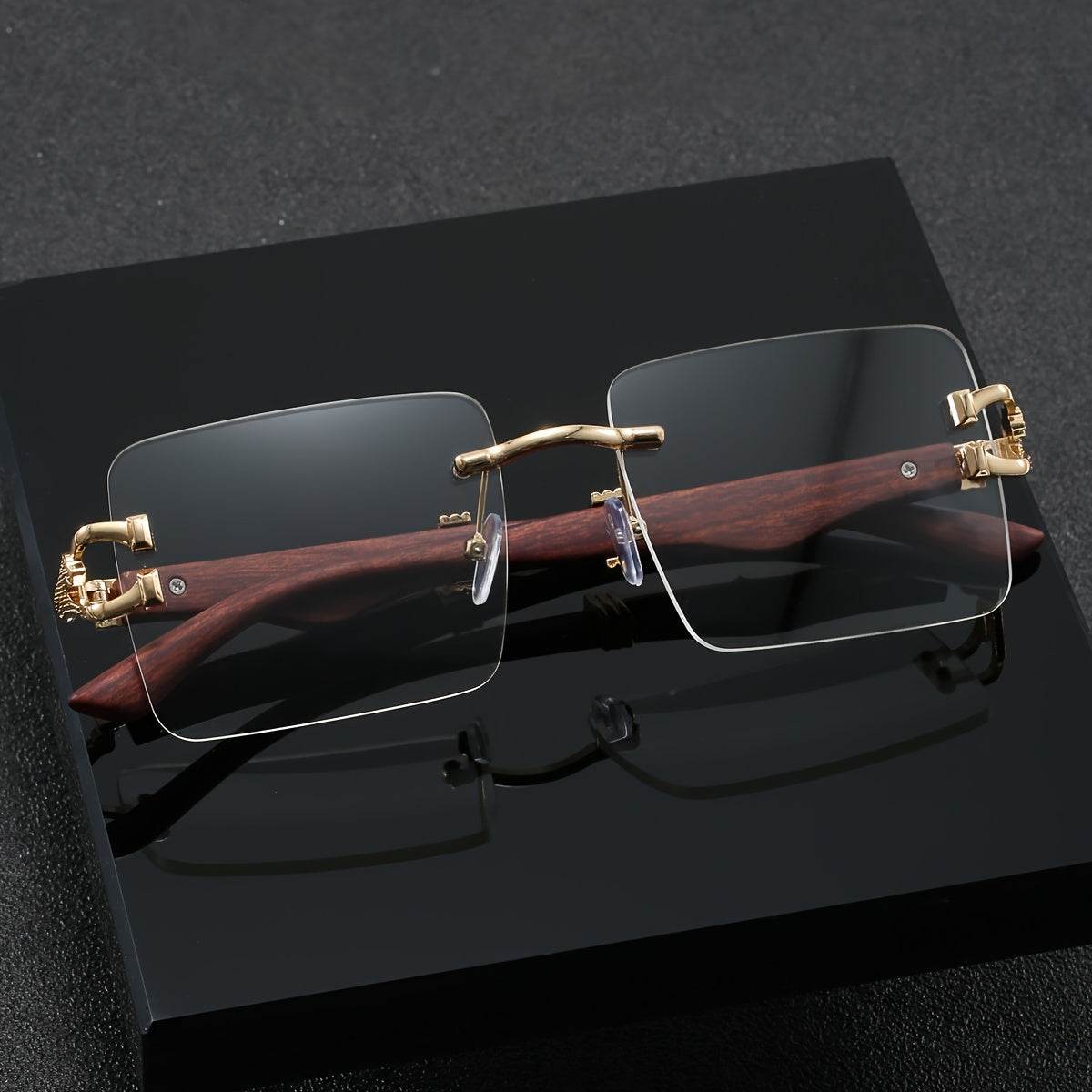 Men’s Retro Square Rimless Blue Light Blocking Glasses - Sunglass Lover
