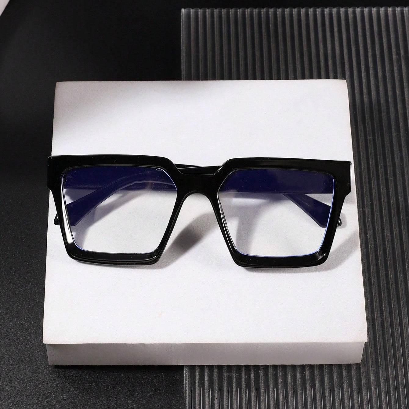 Men's Stylish Black Square Frame Anti-Blue Light Glasses - Sunglass Lover