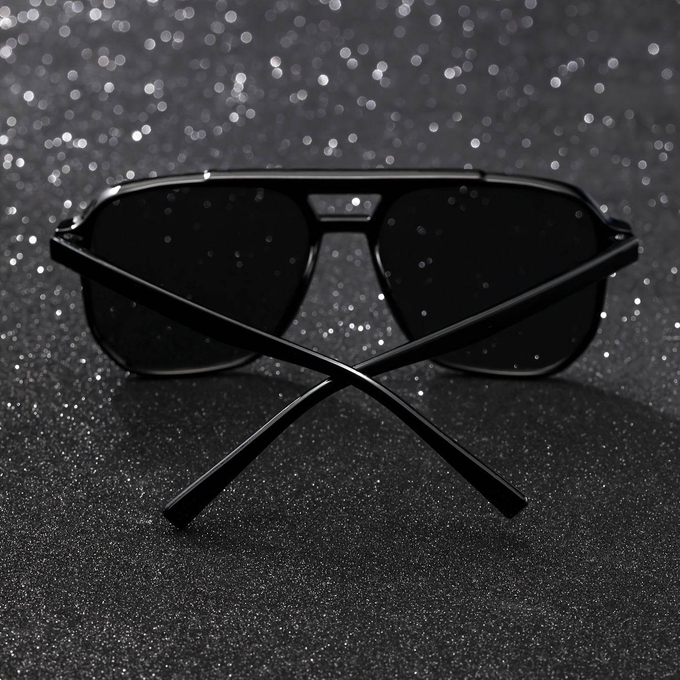 Black Classic Double-Rim Rectangular Fashion Glasses - Sunglass Lover