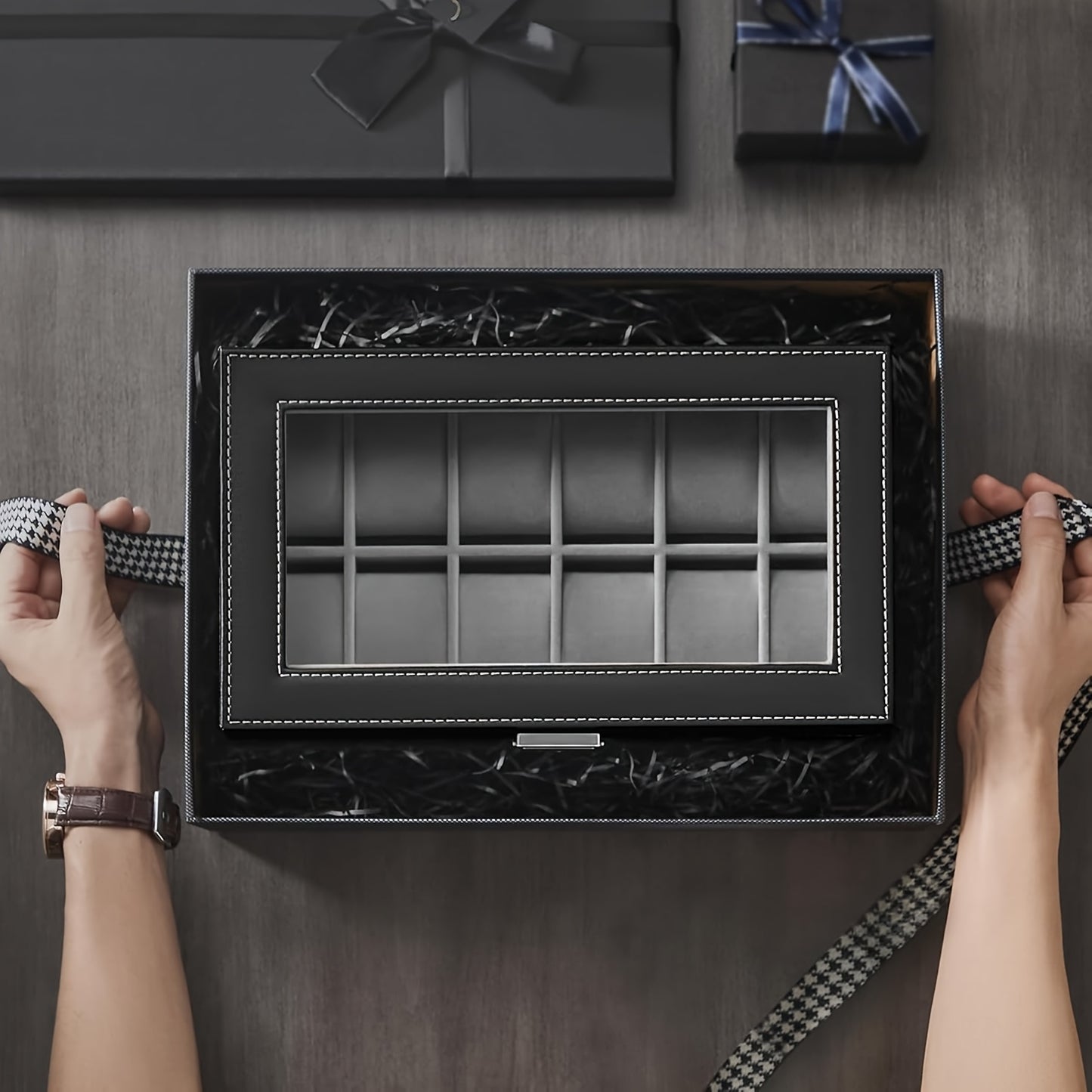 Luxury 12-Slot Wooden Watch Box Organizer | 2-Layer Lockable Watch Case