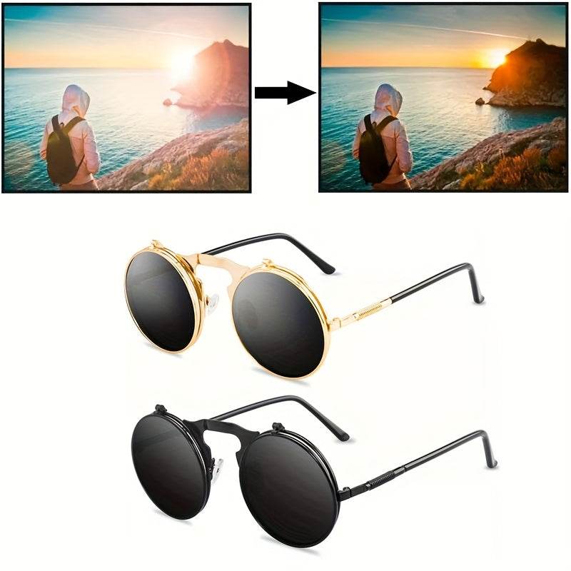 Vintage Flip-Top Glasses with Elastic Temples for Flexible Comfort - SunglassesMart