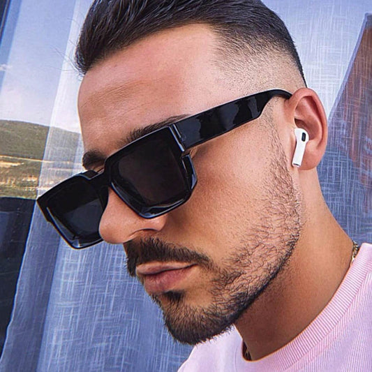 Men's Retro Black Square Fashion Glasses - Sunglass Lover