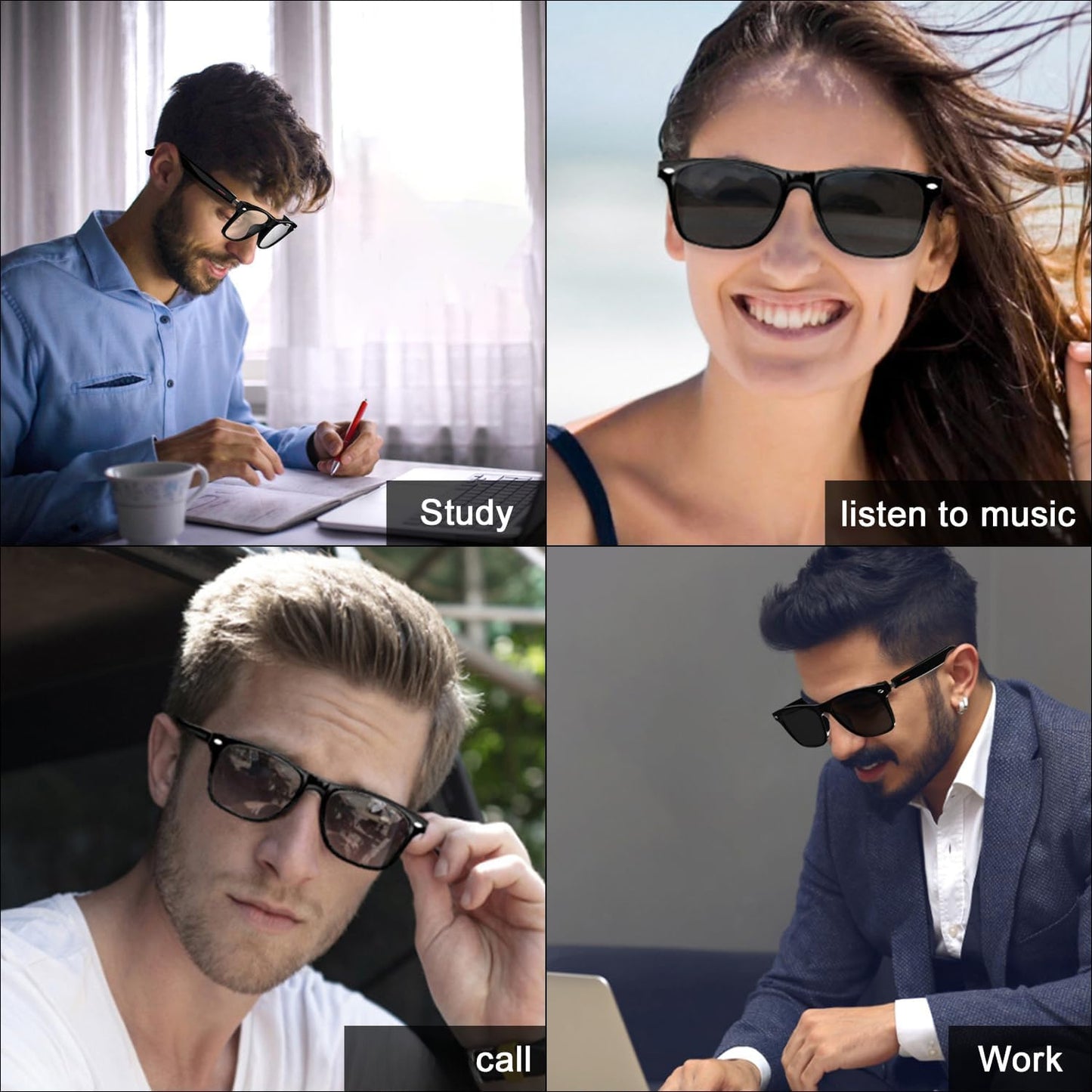 3-in-1 Smart Glasses with Bluetooth Speakers