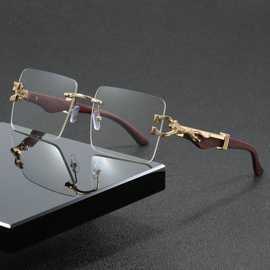 Men’s Retro Square Rimless Blue Light Blocking Glasses - Sunglass Lover
