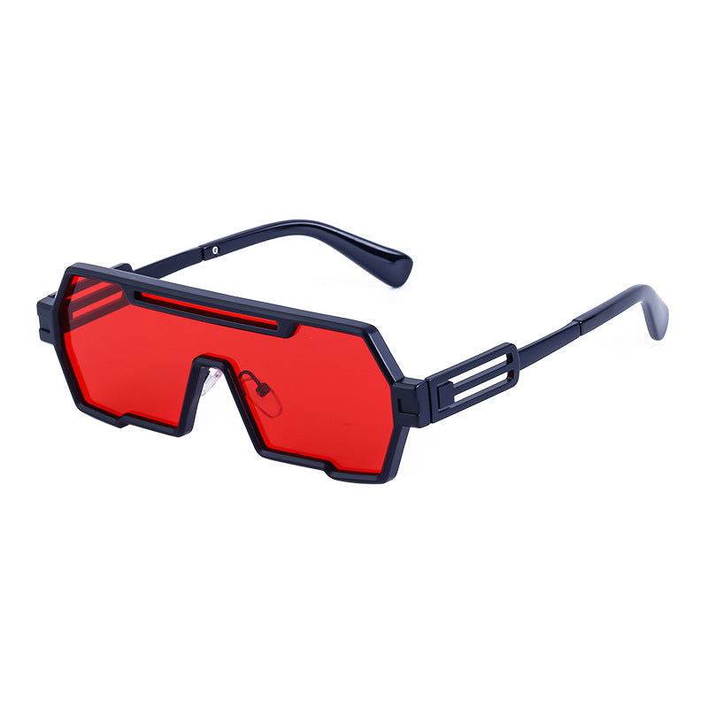Sunglass Lover Martin square sunglasses for men navy geometric frame with red shield lenses