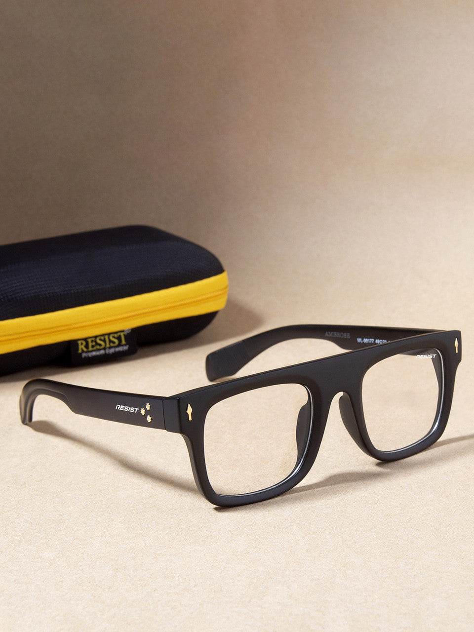 Ambrose Black Clear Retro Square Eyeglasses – UV Protection - Sunglass Lover