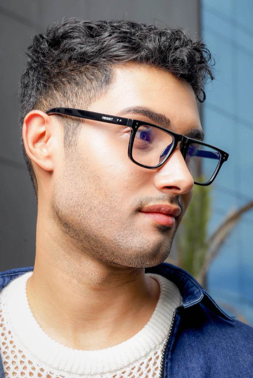 Caleb Black Clear Retro Square Eyeglasses - Sunglass Lover