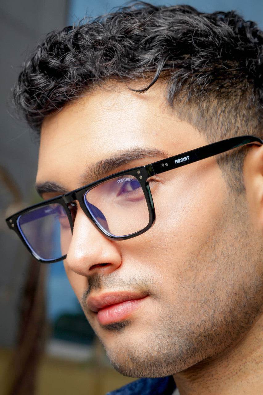 Caleb Black Clear Retro Square Eyeglasses - Sunglass Lover
