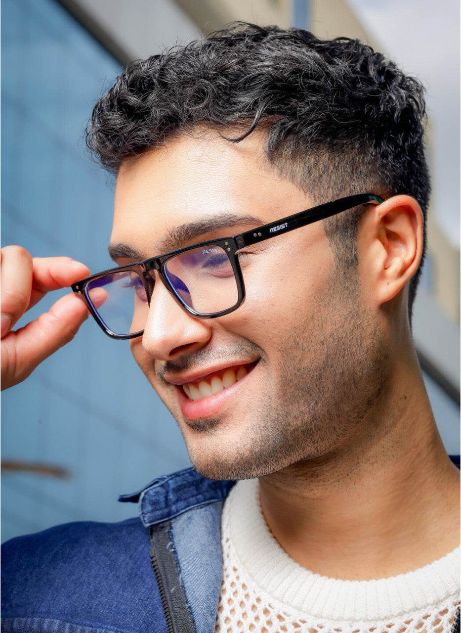 Caleb Black Clear Retro Square Eyeglasses - Sunglass Lover