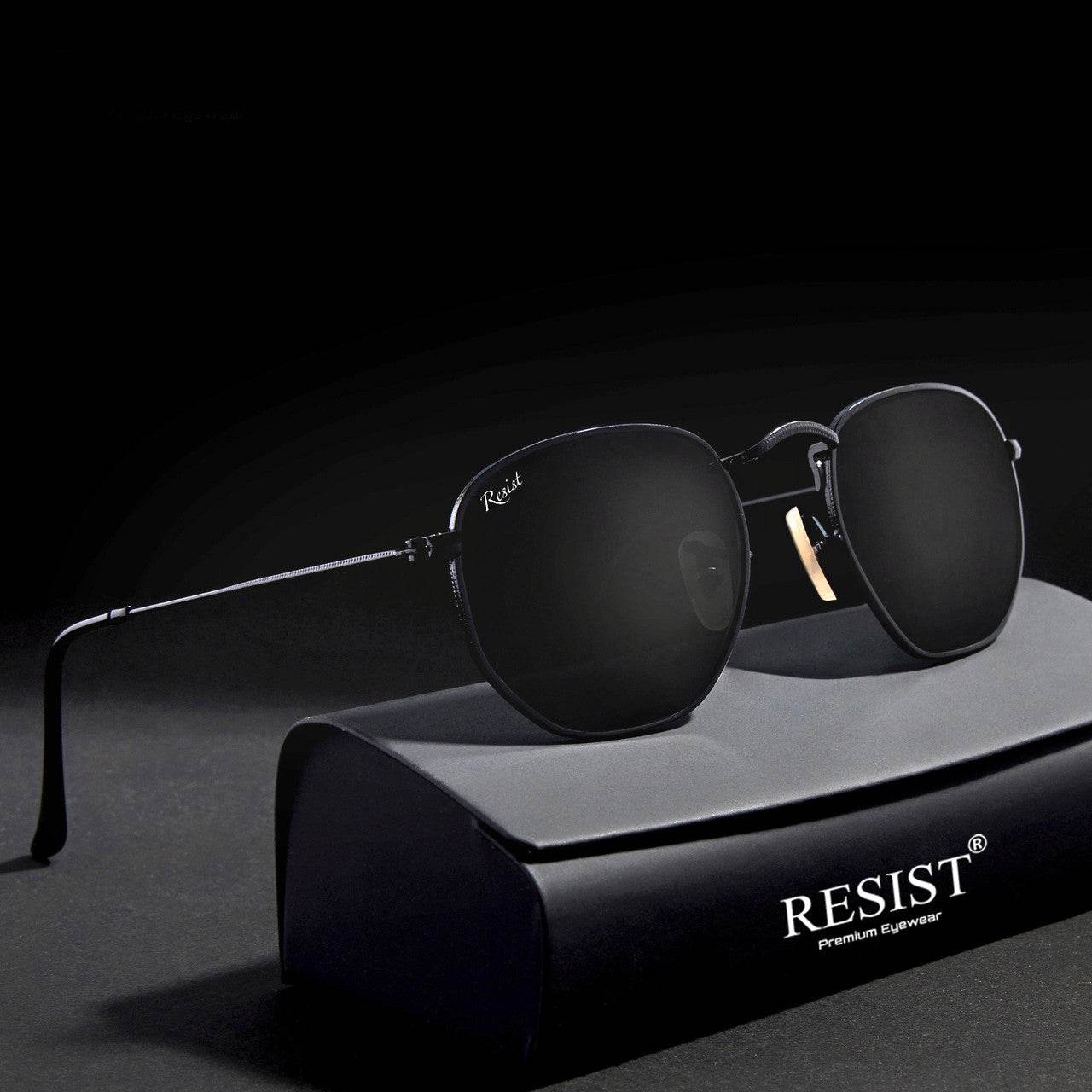 Francis Black Hexagonal Sunglasses - Sunglass Lover