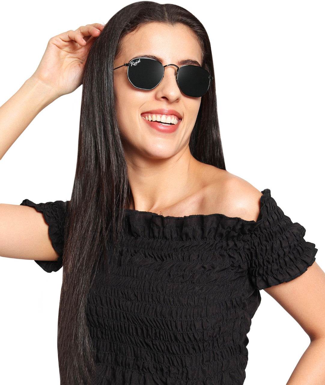 Francis Black Hexagonal Sunglasses - Sunglass Lover