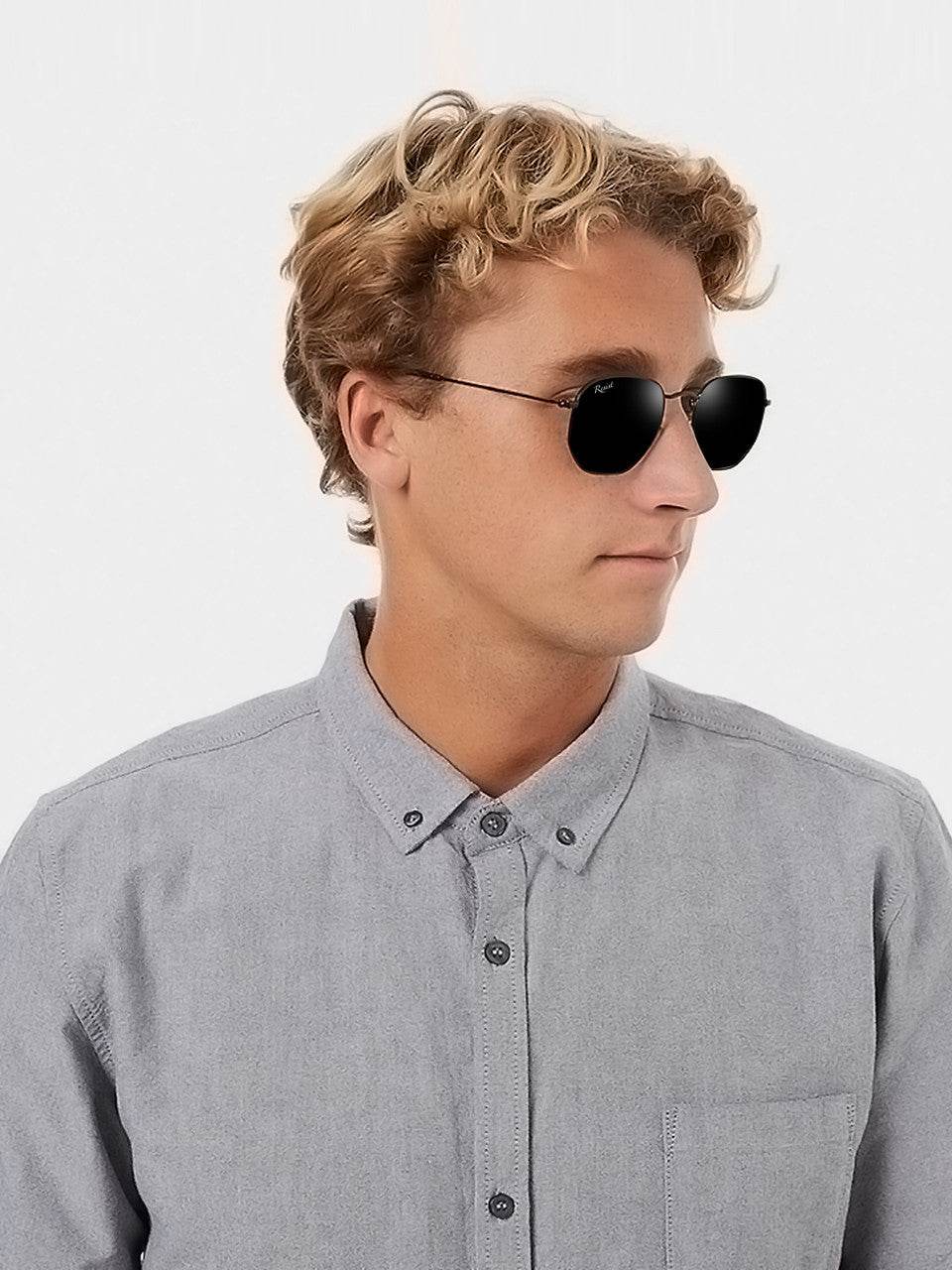 Francis Black Hexagonal Sunglasses - Sunglass Lover