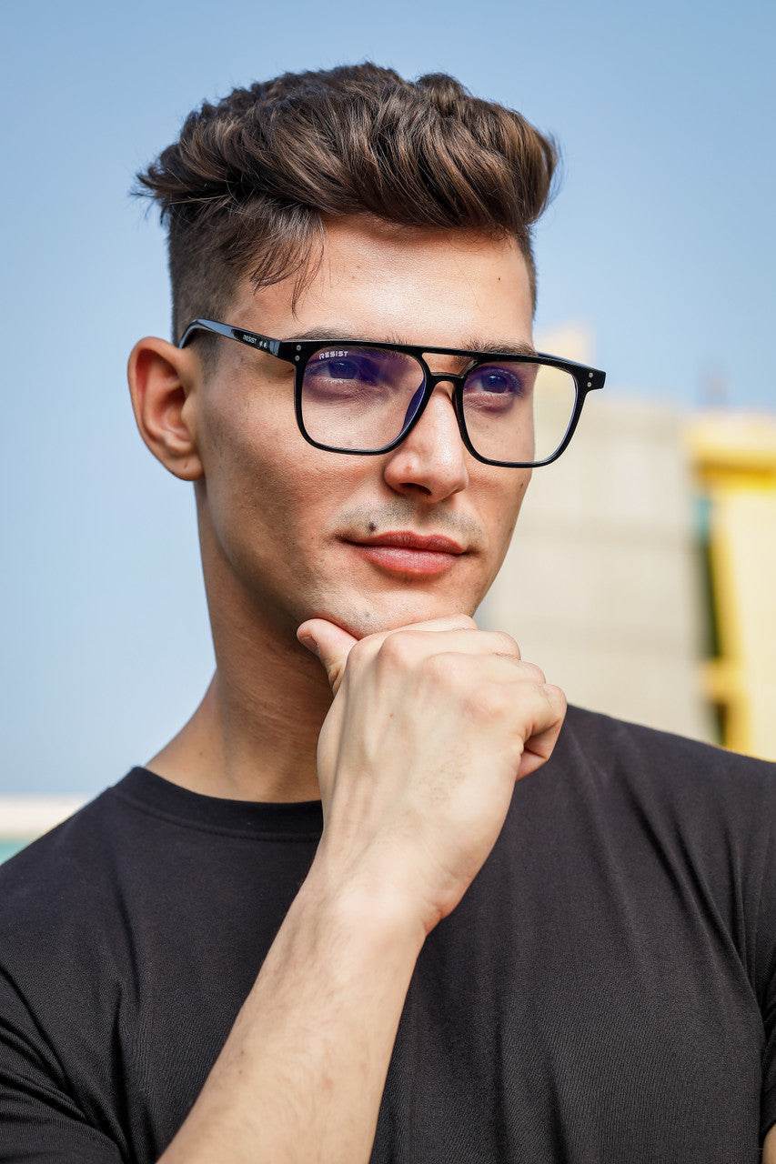Jasper Retro Black Clear Square Eyeglasses - Sunglass Lover