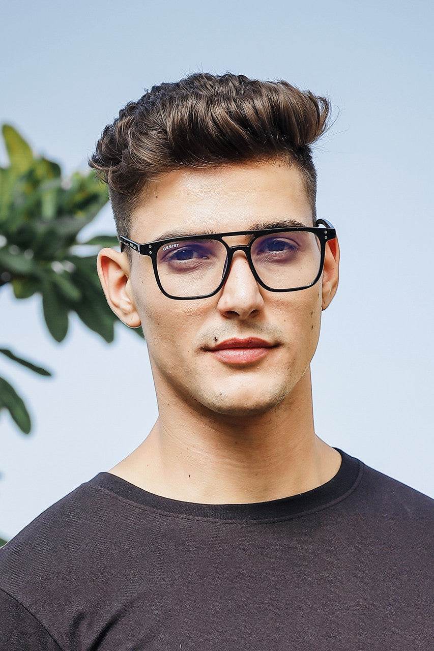 Jasper Retro Black Clear Square Eyeglasses - Sunglass Lover