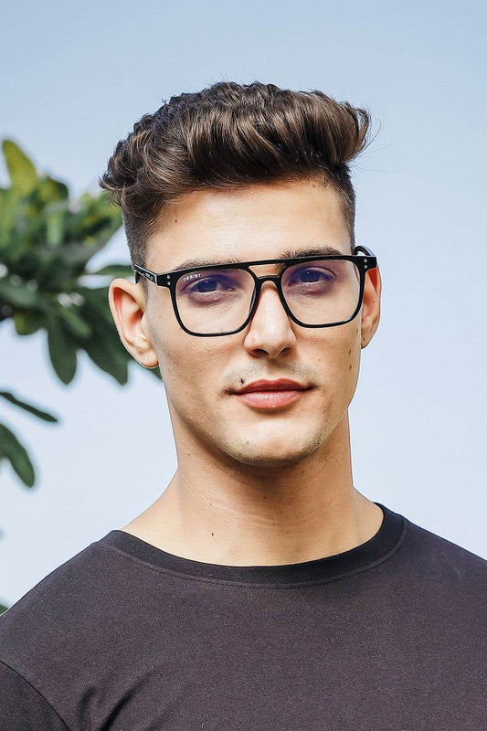 Jasper Retro Black Clear Square Eyeglasses - Sunglass Lover