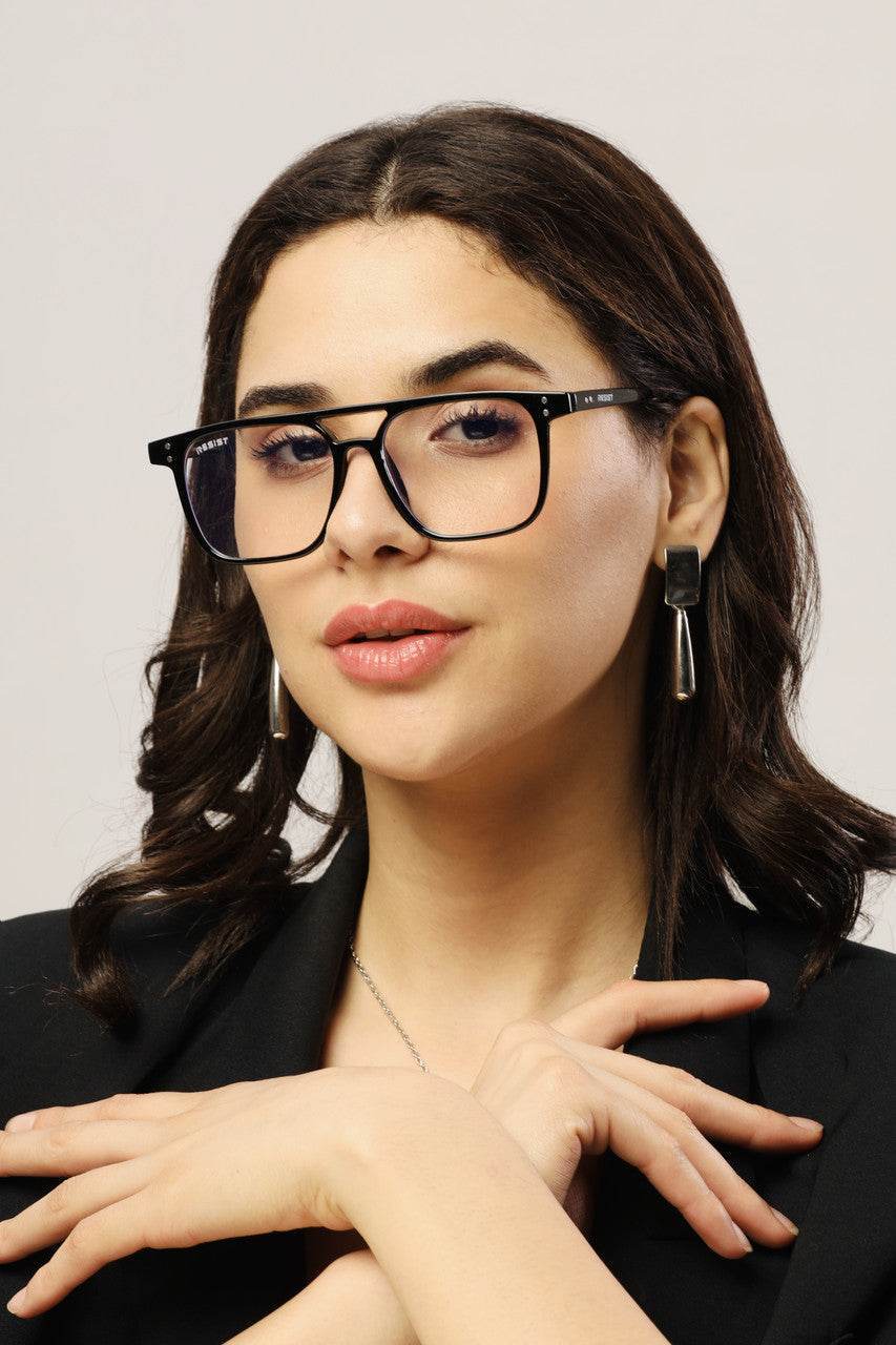 Jasper Retro Black Clear Square Eyeglasses - Sunglass Lover