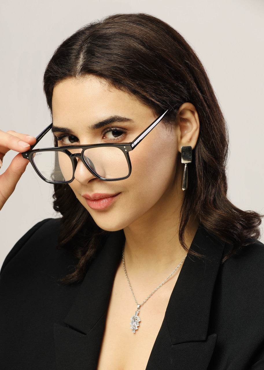 Jasper Retro Black Clear Square Eyeglasses - Sunglass Lover