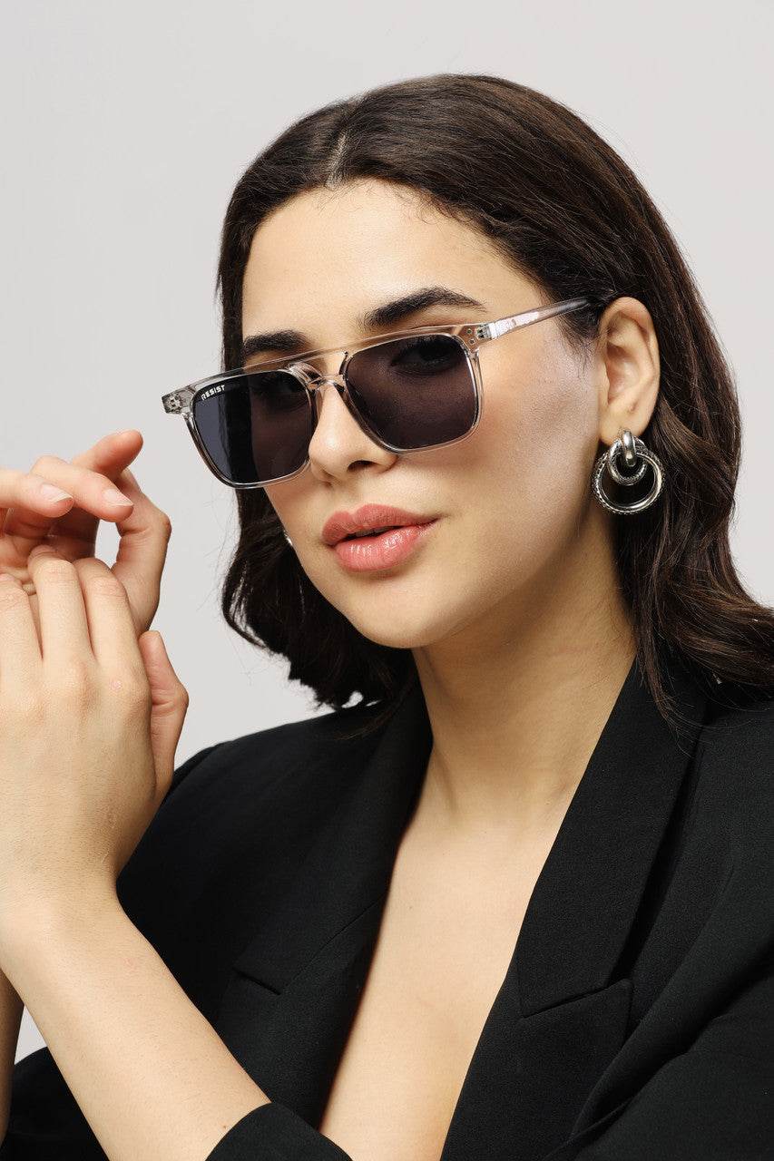 Classic Retro Jasper Grey Square Sunglasses (55 mm) - Sunglass Lover