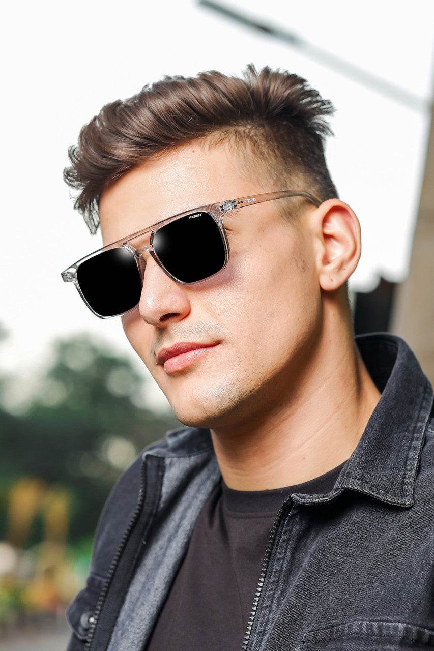 Classic Retro Jasper Grey Square Sunglasses (55 mm) - Sunglass Lover
