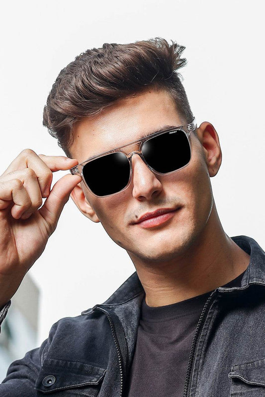 Classic Retro Jasper Grey Square Sunglasses (55 mm) - Sunglass Lover