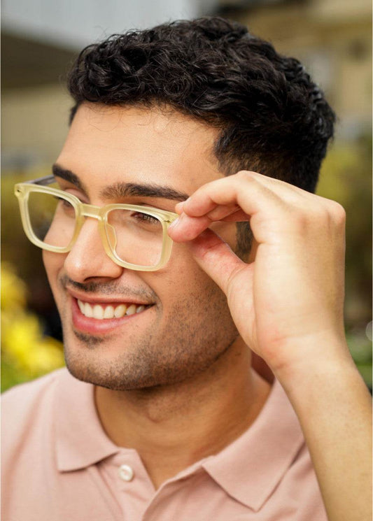 Leo Yellow Grey Clear Wayfarer Eyeglasses - Sunglass Lover