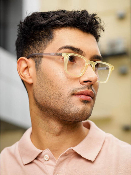Leo Yellow Grey Clear Wayfarer Eyeglasses - Sunglass Lover