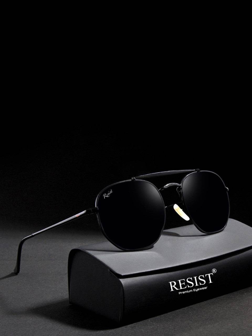 Classic Hexagonal Black Rectangular Sunglasses - Sunglass Lover