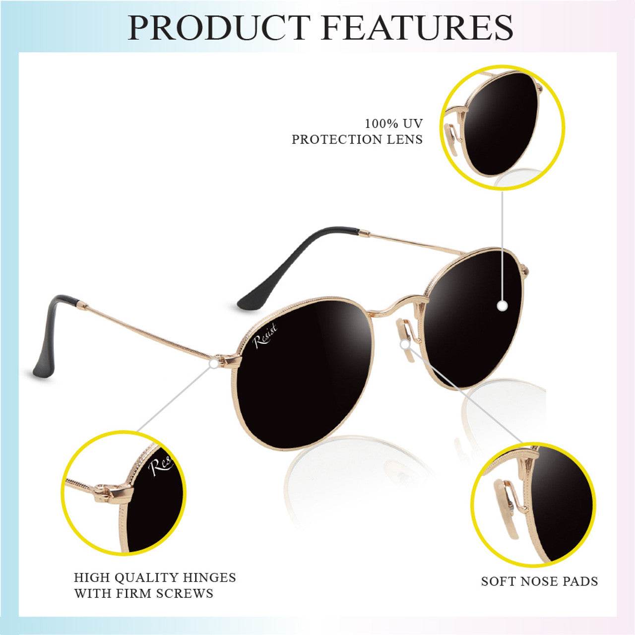 Thomas Round Sunglasses – Gold Frame - Sunglass Lover