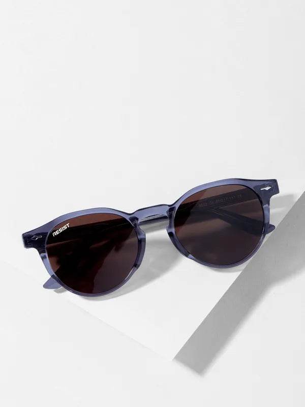 Sunglass Lover men's brown oval shades with translucent blue frame and brown lenses for classic everyday wear