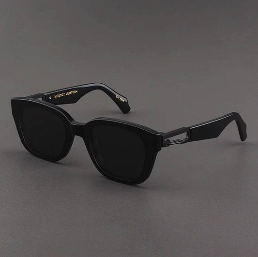 Sunglass Lover black sunglasses for men with thick acetate frame dark lenses and modern hinge detail