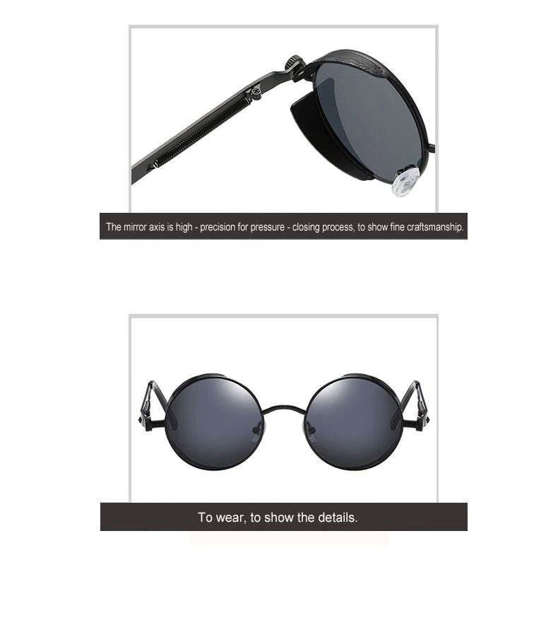 Sunglass Lover gothic steampunk round sunglasses black metal frame dark lenses with nose pads
