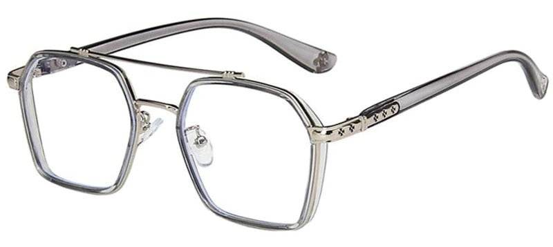 Sunglass Lover oversized anti-blue eyeglasses clear gray geometric frames with adjustable nose pads