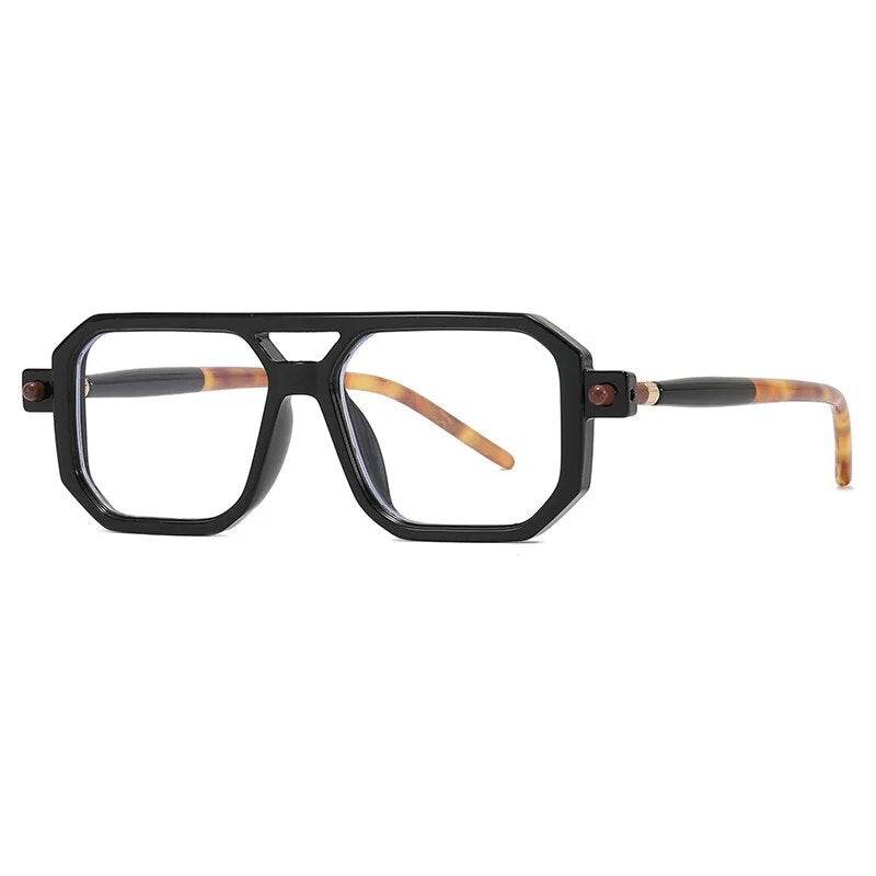 Sunglass Lover unisex square gradient sunglasses black geometric frame with tortoiseshell temples